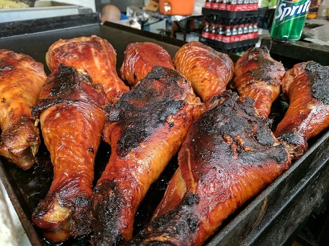 Food Truck-closeup of grilled chicken legs