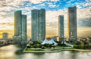 Miami Florida - tall city buildings on the ocean