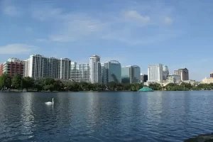 Orlando Florida - view of city skyline over ocean