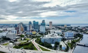 Tampa Florida - view of city under cloudy skies