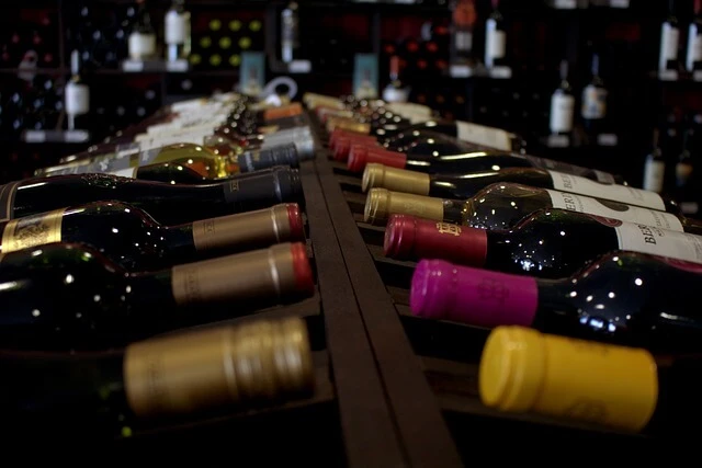 Winery-wine bottles on racks